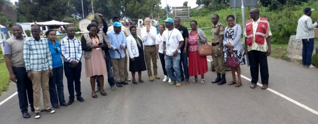 The UNHCR representative to Uganda Mr.Joel Boutroue with Kisoro District Leadership at Bunagana Border in kisoro District